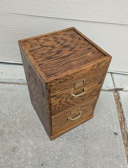 Vintage Industrial Mission Style Oak Wood Filing File Cabinet 2 Drawer Brass K35