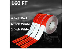 2in x 160ft Reflective Tape Red White DOT C2 Safety Trailer Truck Tape