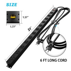 12 Outlet Surge Protector Metal Power Strip, 1800J Mountable Power Outlet, He…