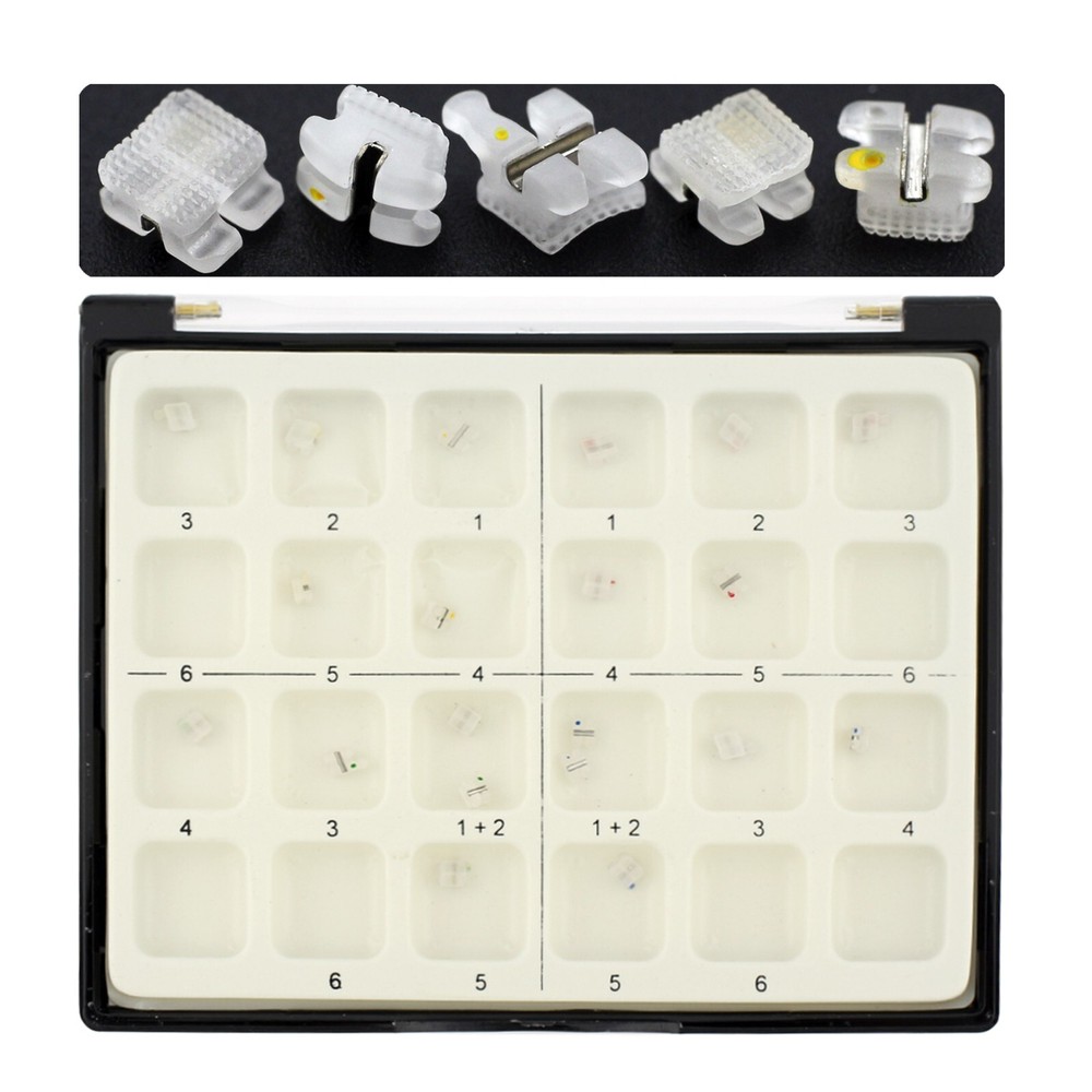 Dental Orthodontic Bracket Ceramic Metal Aesthetic Braces Roth 018 022 5-5 Clear