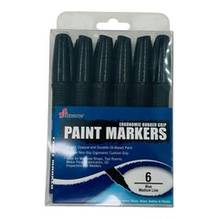 6 Count Oil Based BLACK Paint Markers for Wood Metal Glass Plastic – Rubber Grip