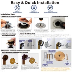 Champagne Bronze Universal Tub Drain Tip Toe Tub Conversion Kit Assembly, Art…