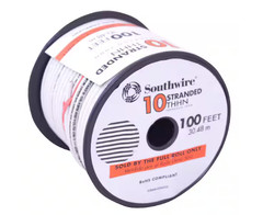 SouthWire 22974084: 100 ft. 10 AWG White Stranded CU THHN Wire