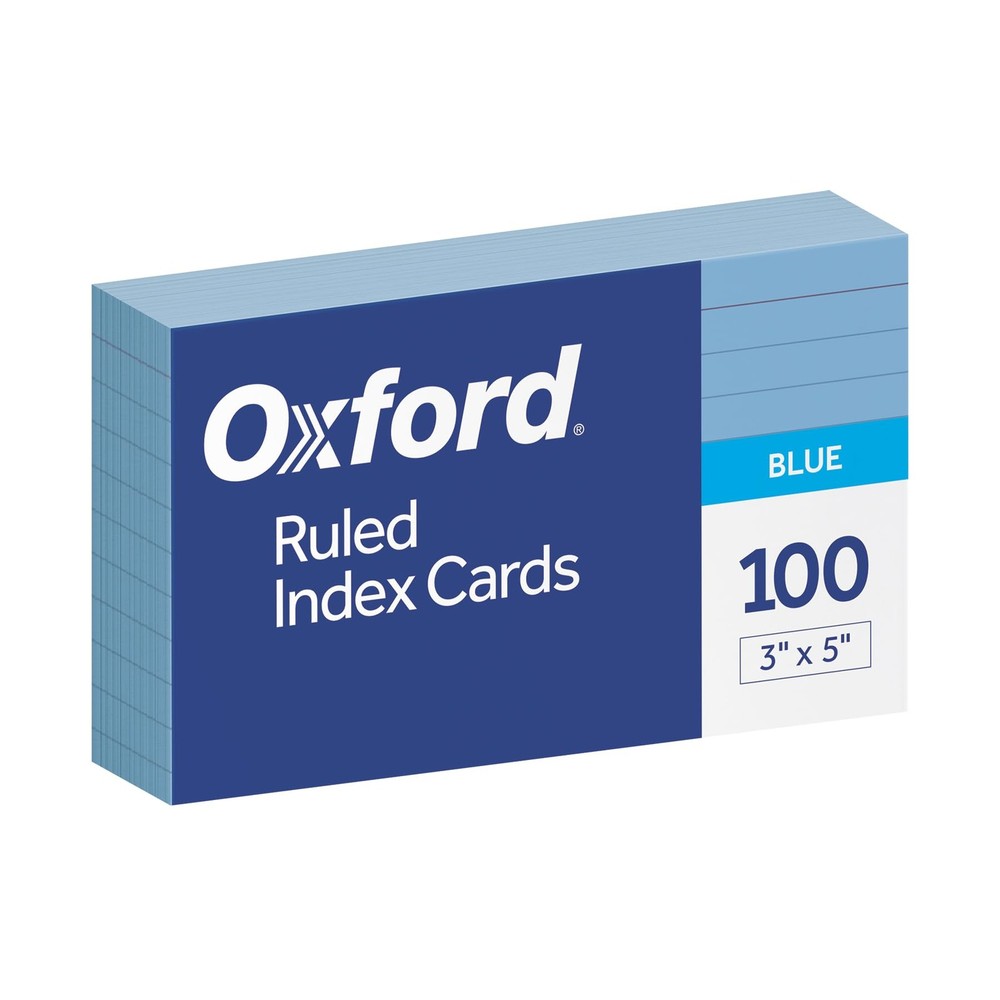 Oxford Ruled Color Index Cards 3″ x 5″ Blue 100 Per Pack 7321 BLU