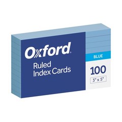 Oxford Ruled Color Index Cards 3″ x 5″ Blue 100 Per Pack 7321 BLU