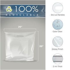 100 Pack 20″ x 20″ with 2 mil Thick Extra Large Clear Merchandise Plastic Bags
