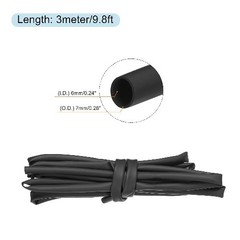 Silicone Heat Shrink Tubing 1.71 Ratio 0.24 Inch 6mm ID x 0.28 In Color: Black