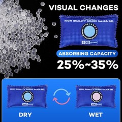 100g [ 6 Packs] Rechargeable Desiccant Packs for Storage, Color Indicating Silic