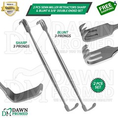 2 Pcs Senn Miller Retractors Sharp & Blunt 6 3/8″ Double Ended Dermatology Set
