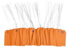 100 Orange Tags with Wire 3 1/4″ x 1 5/8″ Size 2 Inventory Shipping Hang Tag
