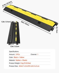 3x 2-Channel Cable Protector Ramp 11000lbs Rubber Traffic Speed Bumps _ SALE OFF