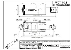 Hydraulic Cylinder Welded Double Acting 4″ Bore 28″ Stroke Cross Tube 4×28 NEW