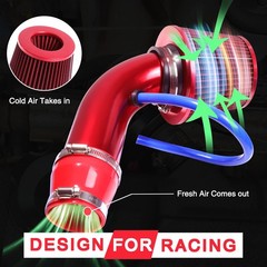 3 Inch Universal Cold Air Intake Pipe Kit High Flow Performance Red
