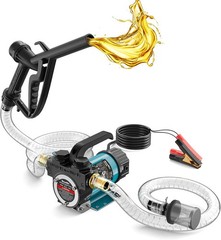 SEESII 12V DC Fuel Transfer Pump 200W 13 GPM for Diesel, Kerosene, with Nozzle