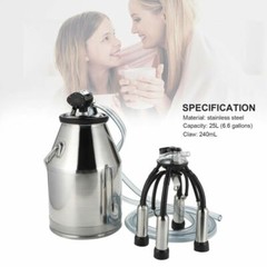 Portable Cow Sheep Milker Stainless Steel Milking Bucket Tank Barrel 25L/6.6Gal