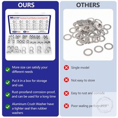 600 Pcs Aluminum Crush Washer Assortment Kit – 18 Sizes Oil Drain Plug Gasket
