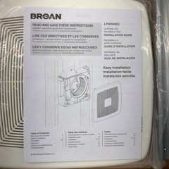 Broan LP50100DC LO PROFILE Bathroom Ventilation Fan 50-80-100 CFM 4in Duct Fan