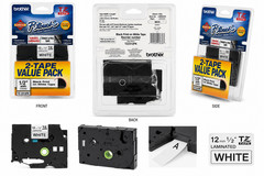 Brother P-touch TZe-2312PK 1/2″ Black on White Laminated Label Tape 2-Pack