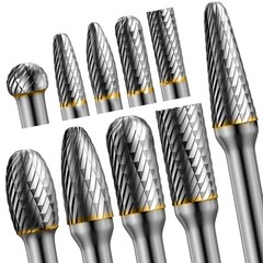 10pcs Die Grinder Bits w/ 1/4″ Shank, Tungsten Carbide Burr Set for Metal Steel