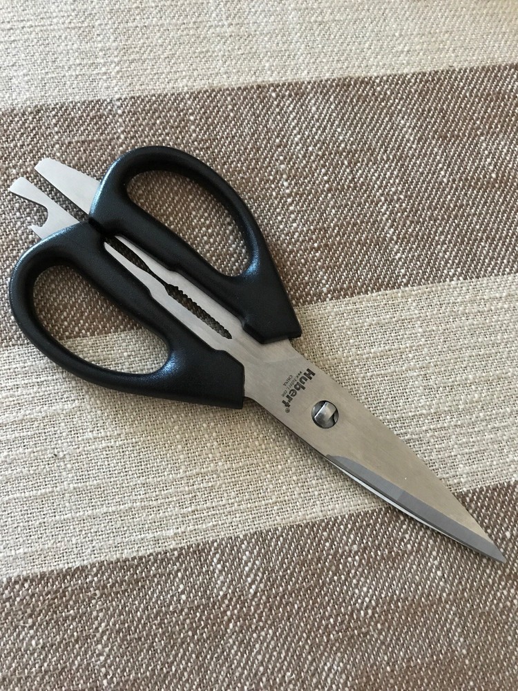 HUBERT Kitchen Shears with Black ABS Plastic Handle Stainless Steel – 8 1/2