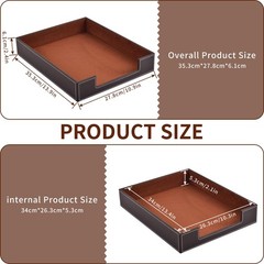 Leather Letter Tray Desk Organizer, Stackable Mail Paper Holder, Coffee