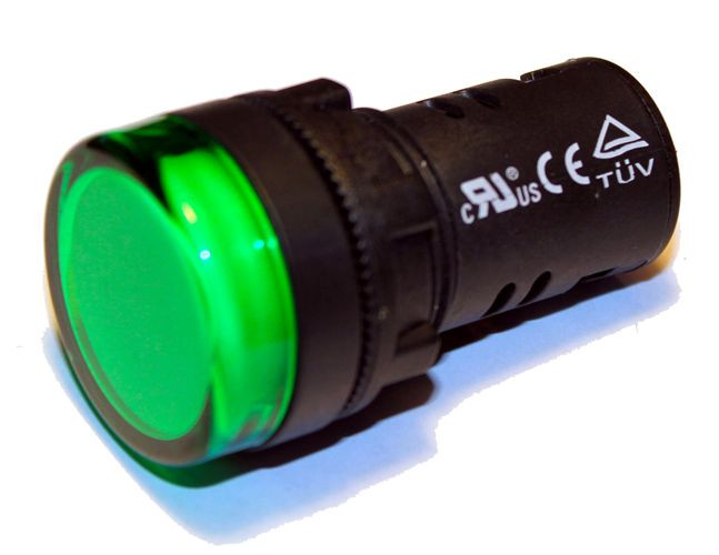 PL2224G – LED Pilot Light Panel Indicator 22mm 24V, DC, Green