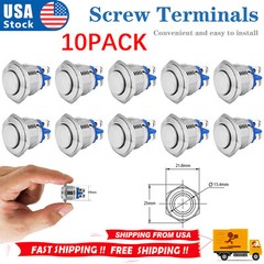 10pcs Momentary Push Button Switch 19mm Horn Button Switch with Screw Terminal