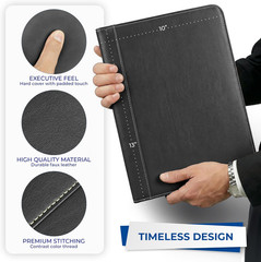 Contrast Stitch Faux-Leather Padfolio, Business Portfolio for Men and Women, Res
