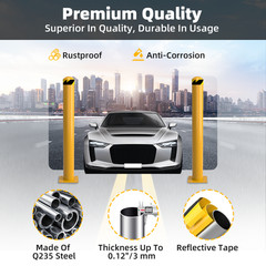 2PCS Outdoor Safety Bollard 42 Inch Yellow Q235 Steel Post Pipe Barrier