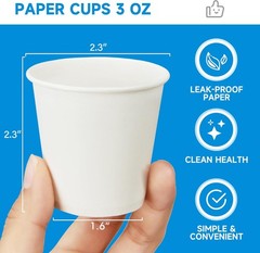 3 oz 300 Pack Paper Coffee Cups for Bathroom, Disposable Mouthwash Cups, Small P