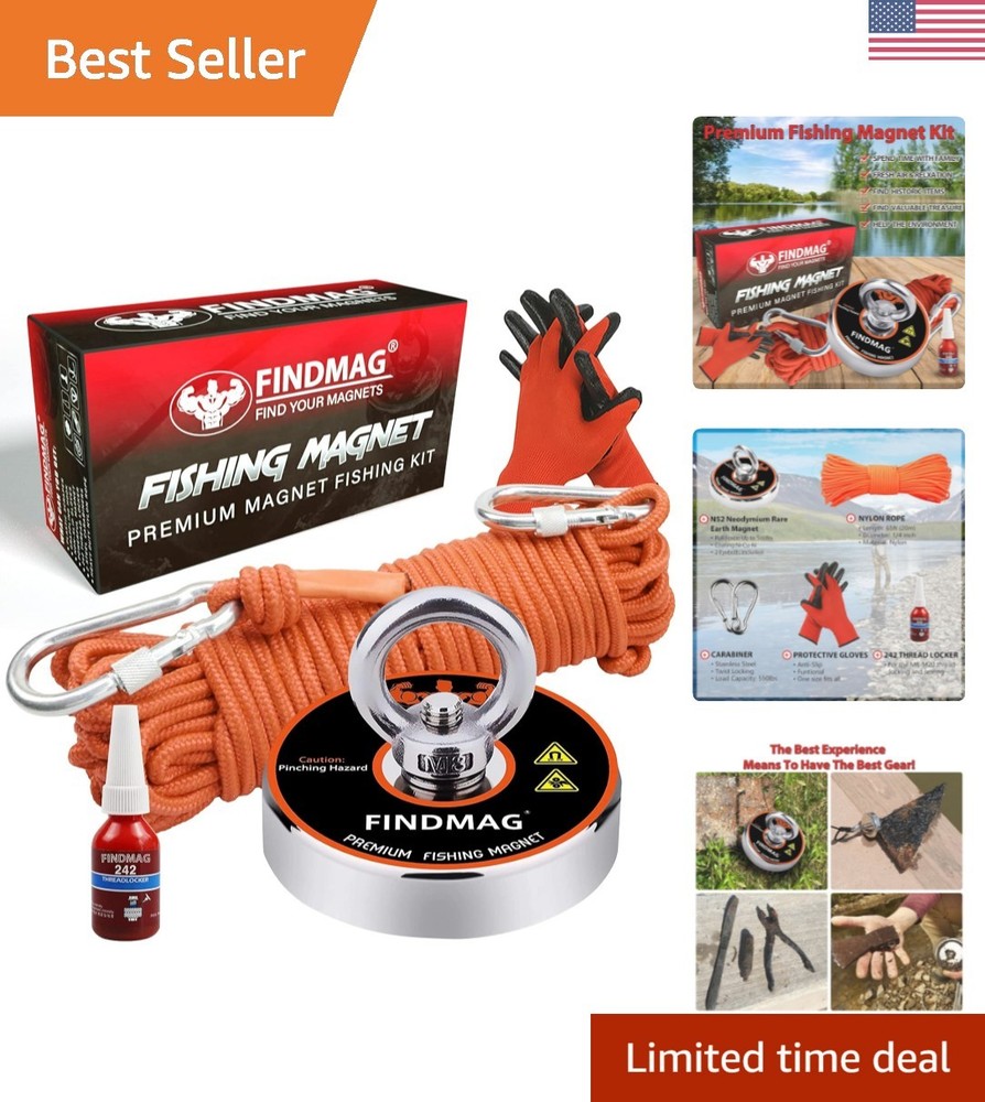 Complete 500 LBS Neodymium Magnetic Fishing Kit – Treasure Hunting Gear!