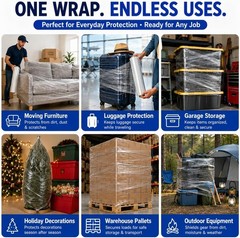 Shrink Wrap Pallet Wrap 18″ x 1500FT 80 Gauge Hand Stretch Plastic Film (4 Roll)