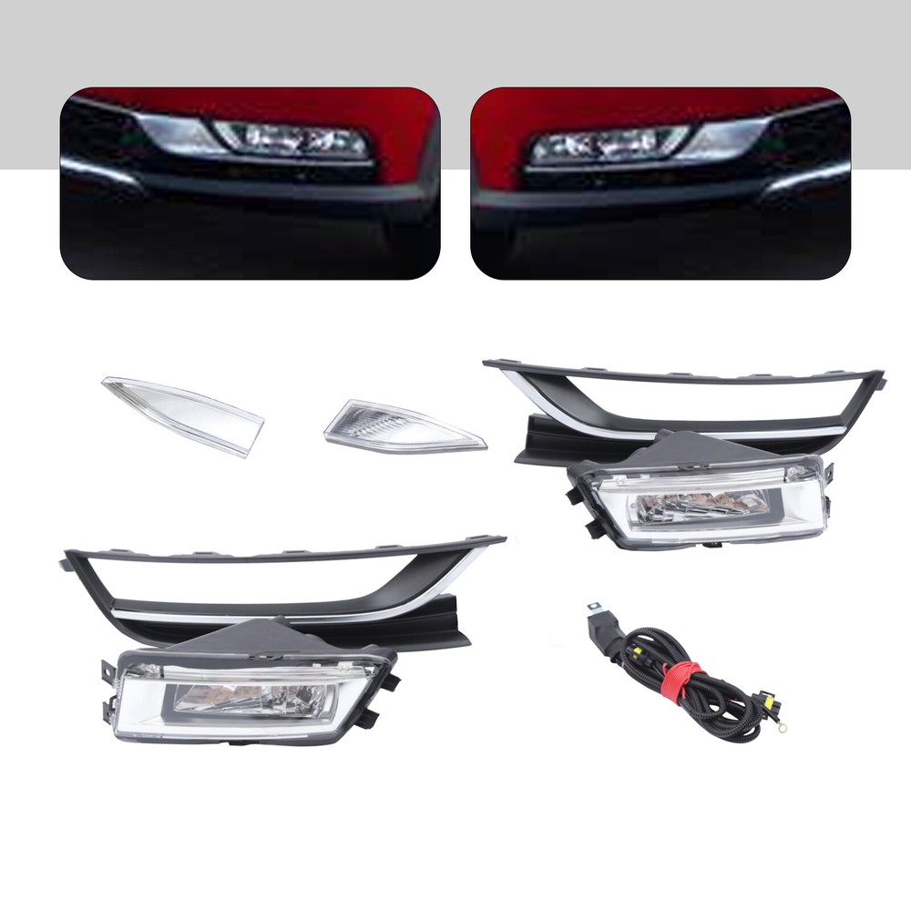 Pair Front Halogen Fog Lights Lamps with Bezels & TrimFor VW Passat 2012-2015 11