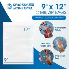 Spartan Industrial – 9” X 12” (500 Count) 2 Mil Clear Reclosable Zip
