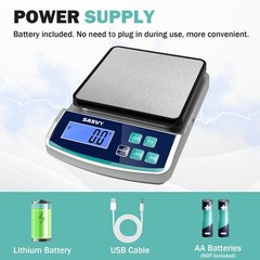 Digital Lab Scale 5000g x 0.1g oz/lb/g/kg Precision Electronic Scientific Sca…