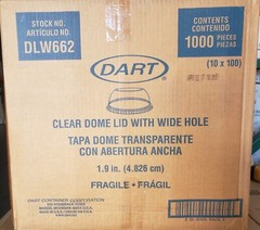 Dart DLW662 Clear Lid PET 662 Dome with Ex Lg Hole (Case of 1000)