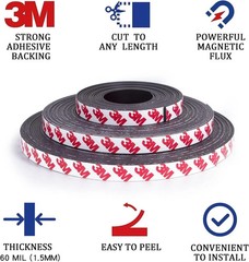 10 Feet x1/2 in Magnetic Tape Strips Roll with Strong Adhesive for Fridge