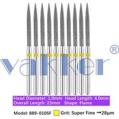 10pc/pk Diamond Burs Shape Flame Diamond Bur Super Fine Medium Coarse