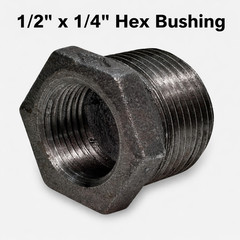 1/2″ x 1/4″ BLACK MALLEABLE IRON HEX BUSHING REDUCER PIPE FITTING NPT