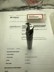 NEW HANITA 3/4″x1″x2-1/4″x6″OAL 2 Flute Carbide End Mill (FOR ALUMINUM).