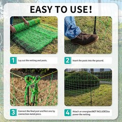 Flexible Electric Fence Netting – 35.4″ H x 164′ L, Ideal for Farms and Gardens