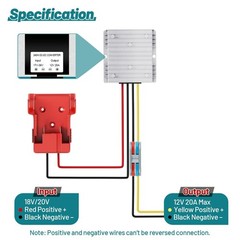 18V to 12V Step-Down Converter for Milwaukee M18 Battery, 240W DC 12V Regulator