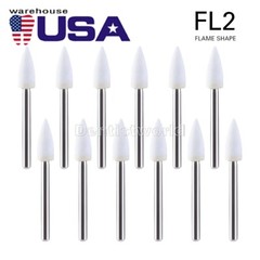 12pc AZDENT Dental White Polishing Stone Flame shape FG bur Arkansas Stone Point
