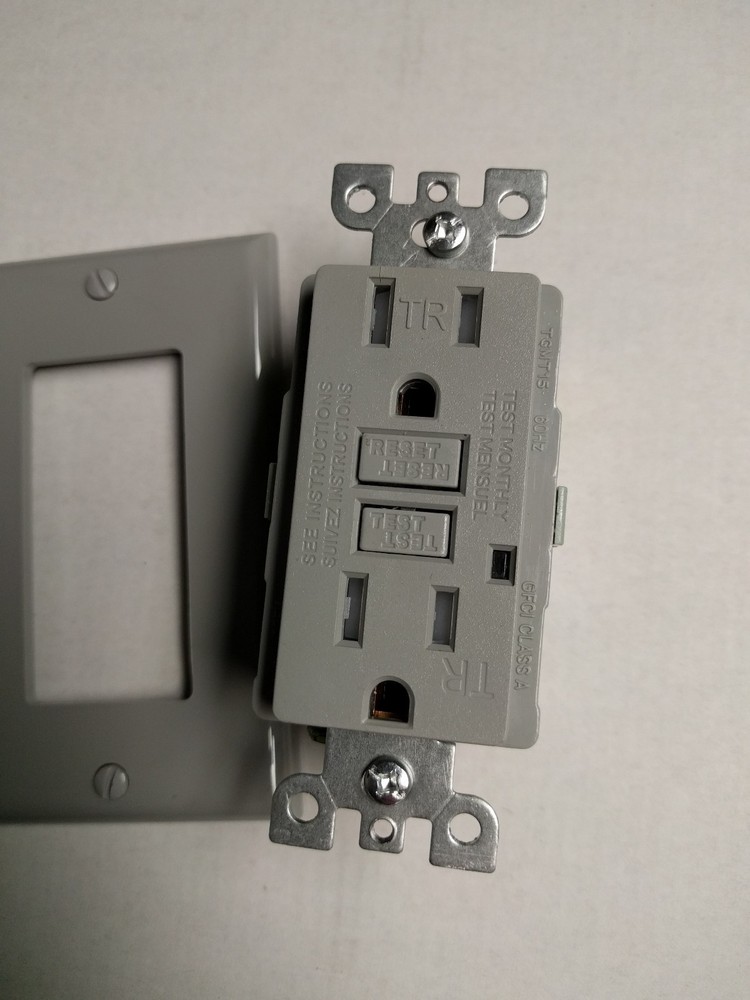 NEW 15A Tamper Resistant TR GFCI Duplex Outlet Receptacle 15 Amp w/LED GRAY