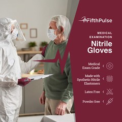 Fifth Pulse Nitrile Exam Latex Free & Powder Free Gloves – Burgundy