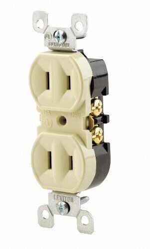 Leviton IVORY Duplex RECEPTACLE Side Wire 15A 125V 2W NEMA 1-15R NEW 223-I