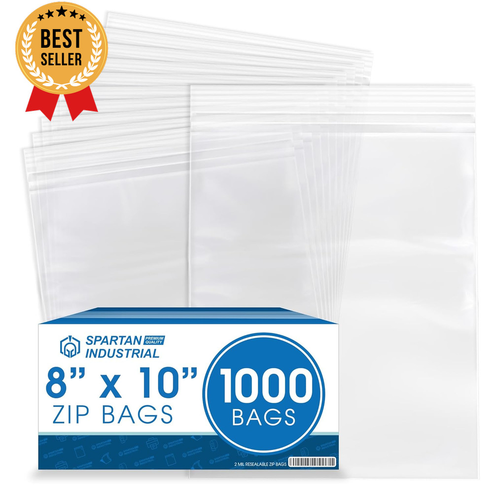 1000 Clear Reclosable Zip Lock Bags 8×10 Inch 2 Mil Quart Plastic Poly Resealabl