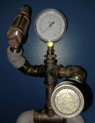MIXED-METAL PIPE ROBOT ART 6-1/4 POUNDS MODULAR STEAMPUNK TORCH PATINA 1286