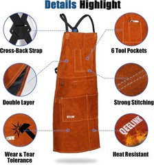 Flame-Resistant Leather Welding Apron