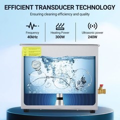 10L Ultrasonic – 240W, 40kHz, Digital Timer & Heater, Heavy-Duty Lab Cleaner